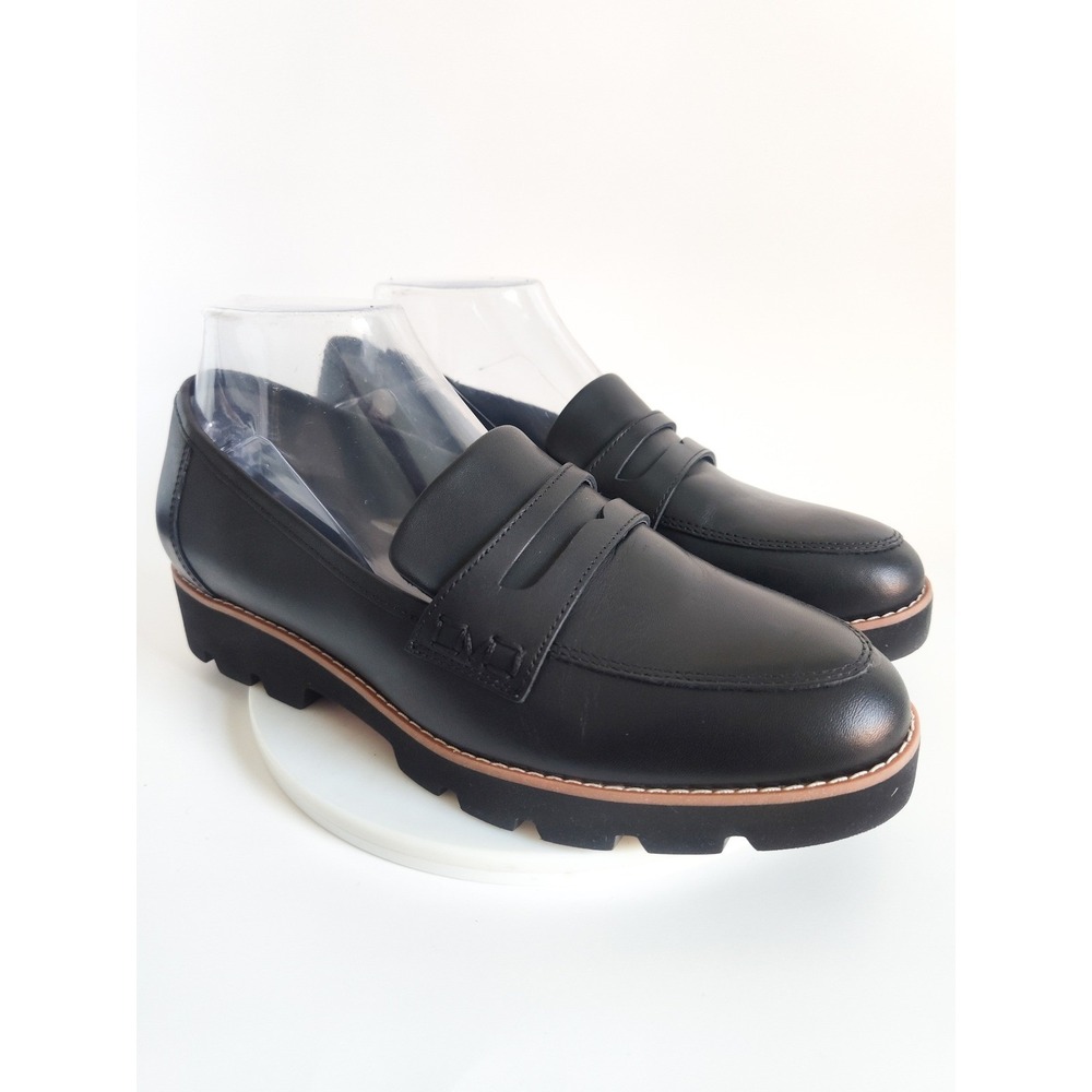 New Vionic Penny Loafers Size 8 Cheryl II Black Leather‎ Lug Sole Comfortable